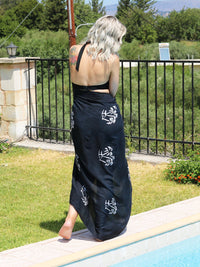 Black Acid Wash Long Sarong - Hula Beach-Sarong-Hula Beach