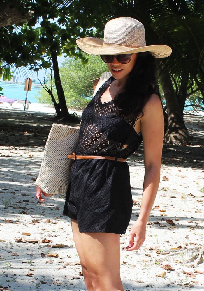 Black Crochet Playsuit - Hula Beach-Clothing-Hula Beach