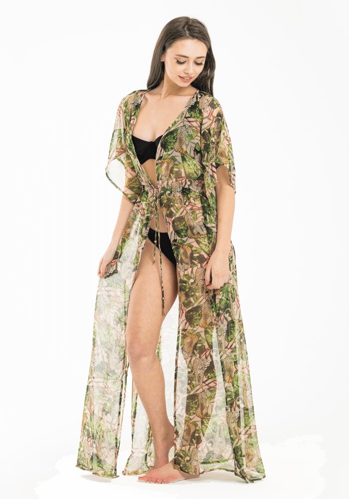 Leopard Print Jungle Full Kaftan - Hula Beach-Kaftans-South Beach