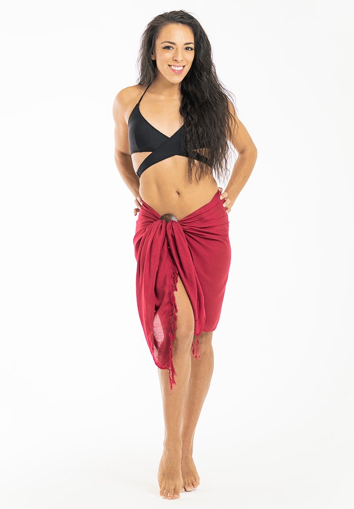 Maroon Red Mini Sarong - Hula Beach-Sarong-Hula Beach