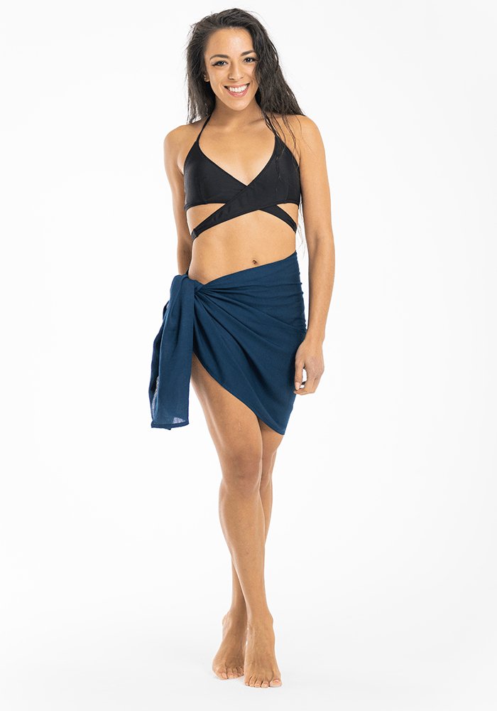 Navy Blue Rayon Mini Sarong - Hula Beach-Sarong-Hula Beach