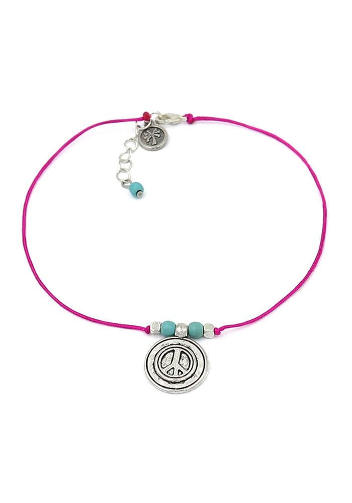 Peace Charm Pink Anklet - Hula Beach-Anklets-Pineapple Island