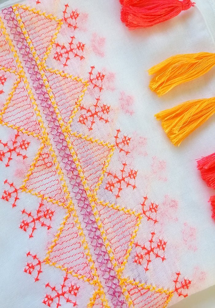 Pink & Orange Neon Tassel Long Sarong - Hula Beach-Sarong-Hula Beach