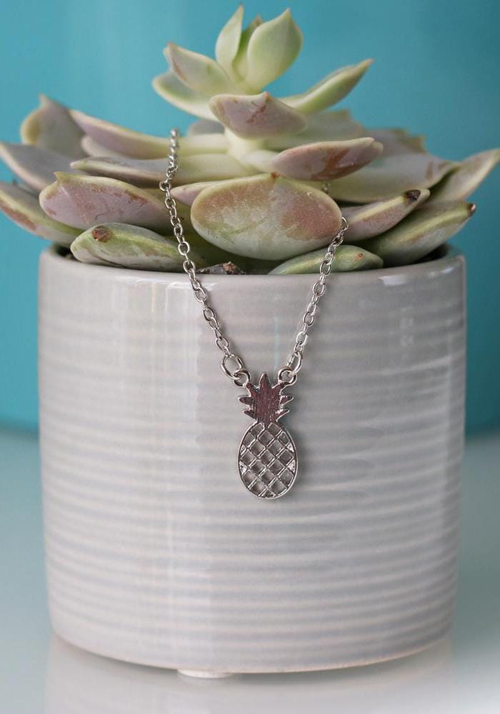 Silver Pineapple Necklace - Hula Beach-Necklace-Hula Beach