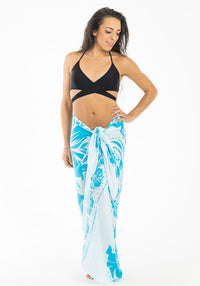 Tropical Blue Floral Sarong - Hula Beach-Sarong-Hula Beach