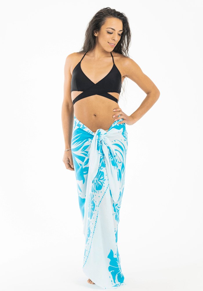 Tropical Blue Floral Sarong - Hula Beach-Sarong-Hula Beach