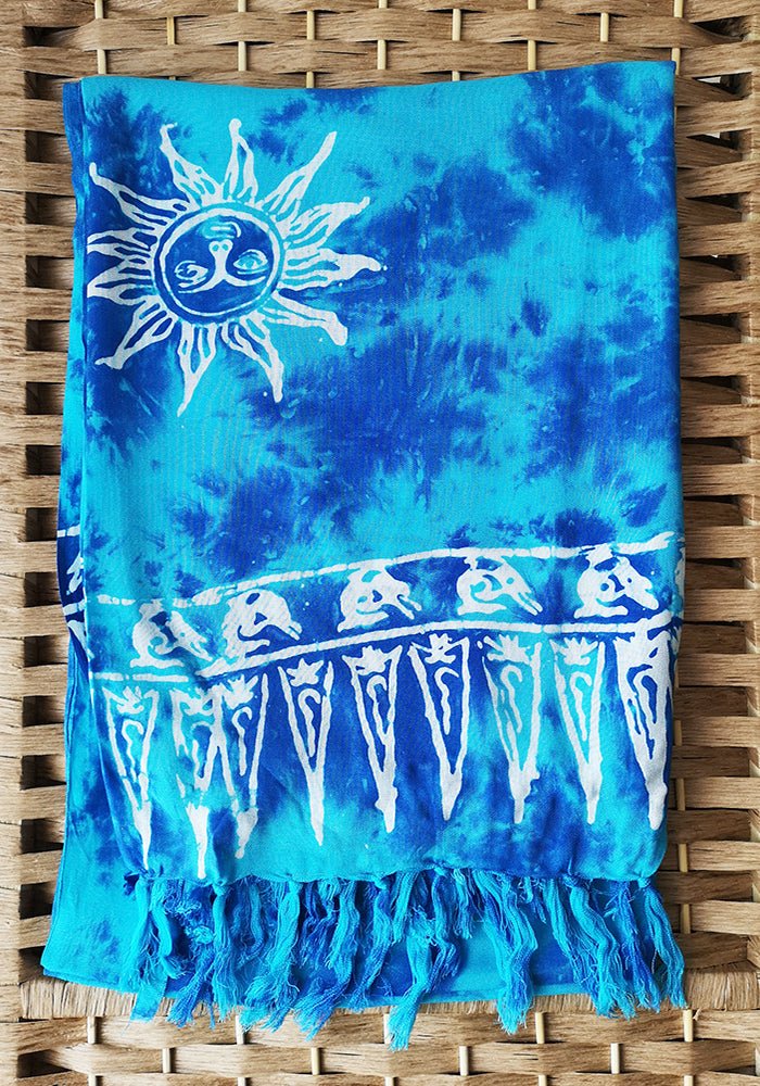 Turquoise Blue Patterned Sarong - Hula Beach-Sarong-Hula Beach