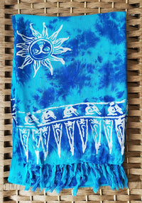 Turquoise Blue Patterned Sarong - Hula Beach-Sarong-Hula Beach