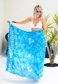 Turquoise Blue Patterned Sarong - Hula Beach-Sarong-Hula Beach