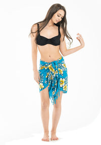 Turquoise Jasmine Mini Sarong - Hula Beach-Sarongs-Hula Beach